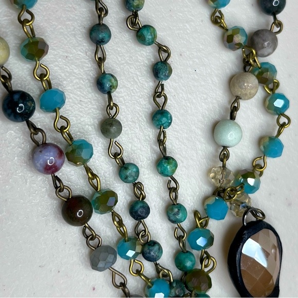 NWT Boho It's Magic Turquoise Blue Beaded Stone Necklace - Picture 8 of 8